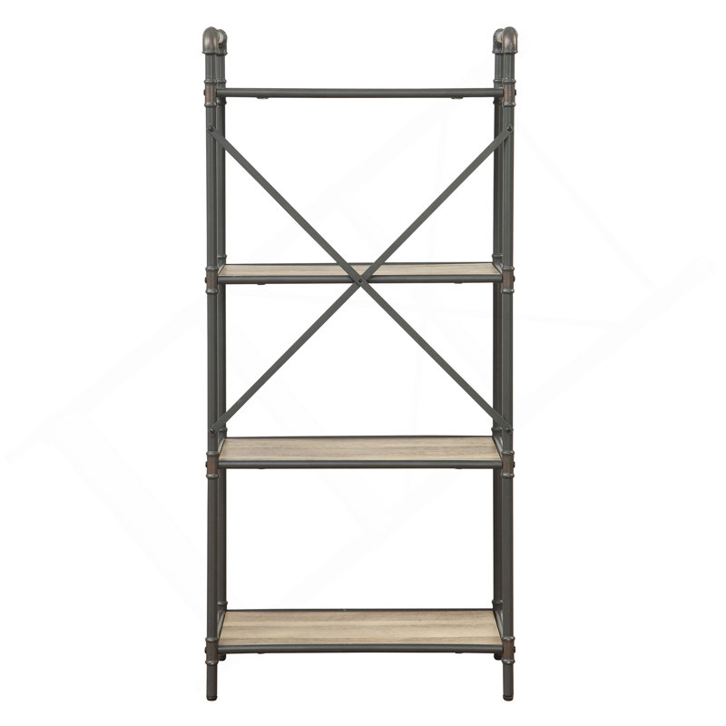 Antique Oak And Sandy Grey 4-Tier Bookcase
