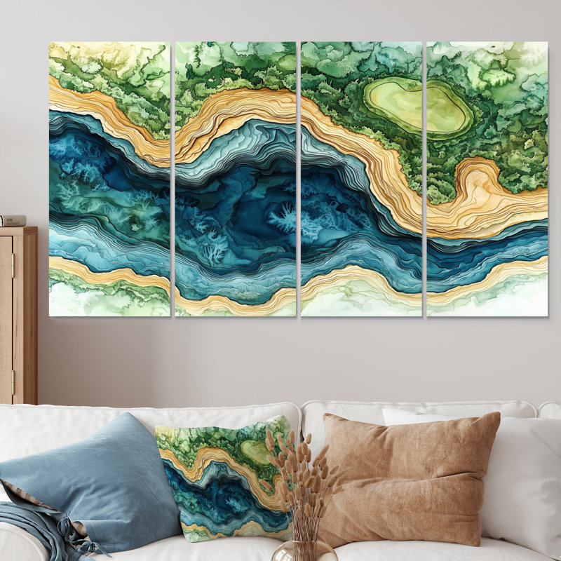Abstrait parcours de golf «Horizon II» - art mural de golf - art mural moderne pour le salon, H 28 po x l 48 po, 4