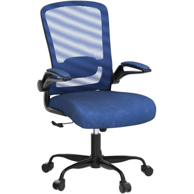 Chaise de bureau, chaise de bureau ergonomique avec support lombaire réglable, chaise d'ordinateur en filet à dossier haut avec accoudoirs rabattables - Chaises de travail passées BIFMA, fauteuil de direction pour bureau personnel