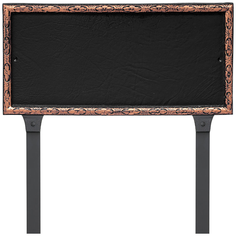 Plaque d'adresse rectangulaire à une ligne avec piquets de pelouse Jefferson, Noir / Cuivre, Oui