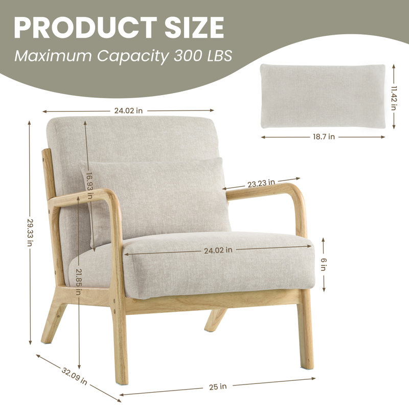 Upholstered Armchair, Light Grey