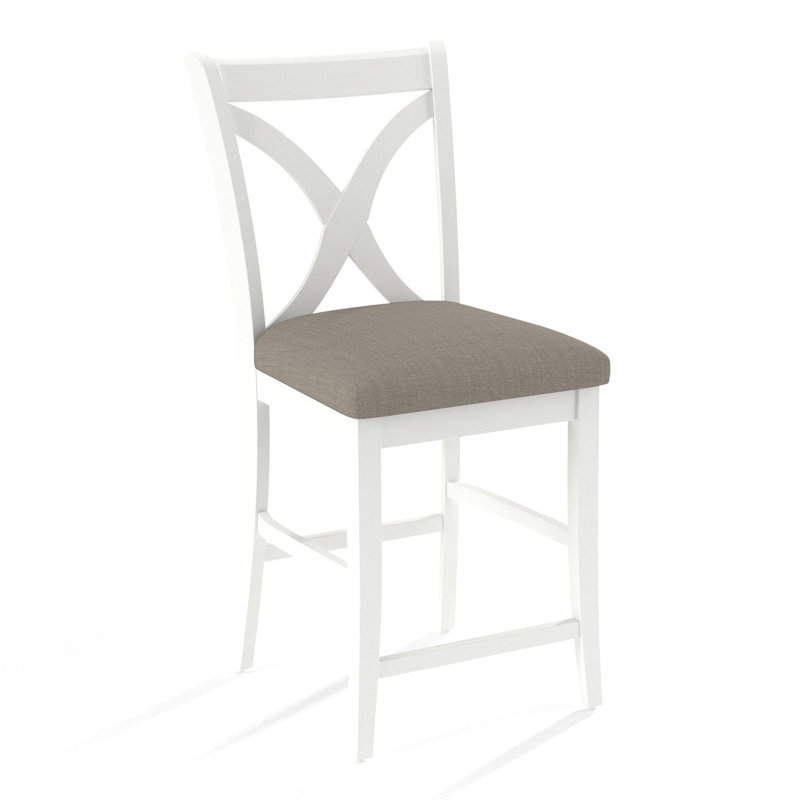 Hues Upholstered Stool with Solid Wood Frame, Cobalt Blue Stripe; 0204-64, Coffee Finish, Counter Stool (26" Seat Height)