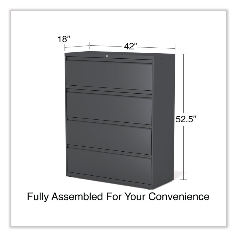 Charcoal 4-Drawer Lockable Lateral File Cabinet