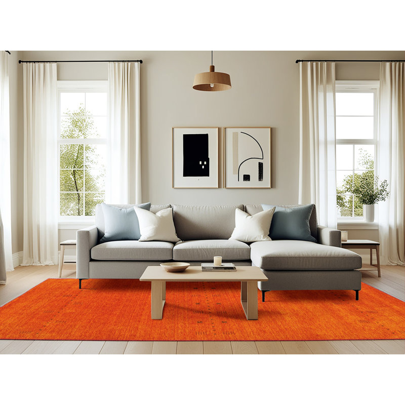 Tapis contemporain orange, Rectangle 6 pi 0 po x 9 pi 0 po