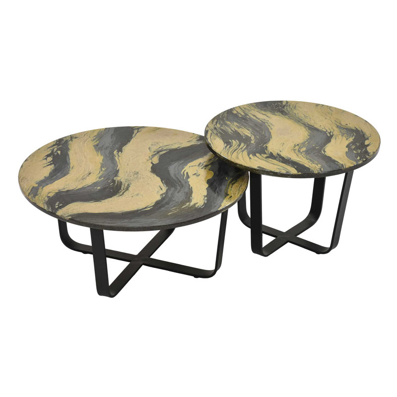 Etna Outdoor Round Coffee Table, 16" H x 35.5" W x 35.5" L