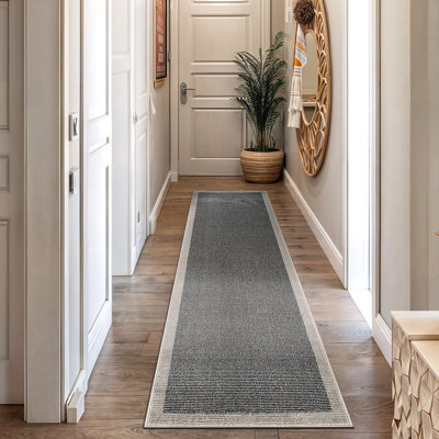 Modern Geometric Area Rug Bordered Contemporary Design