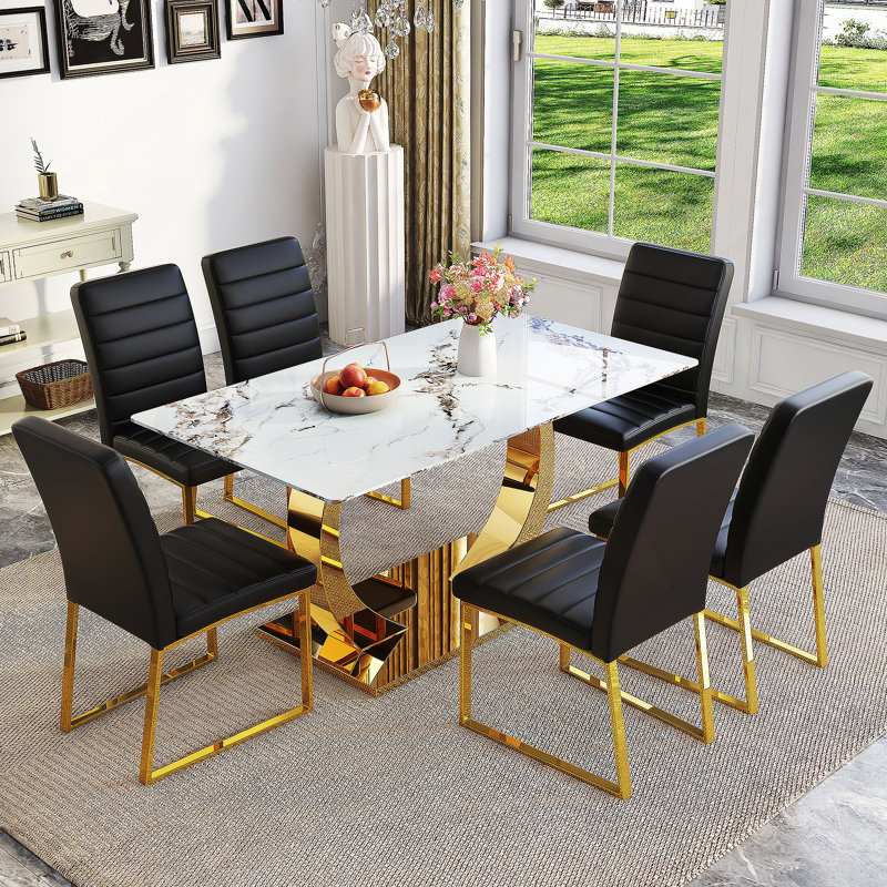 Ensemble de table de salle à manger 5 pièces, table de salle à manger avec 4 chaises de style moderne