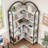 Corner Bookshelf Arched Bookcase, Industrial L Shaped Bookshelf-843194962