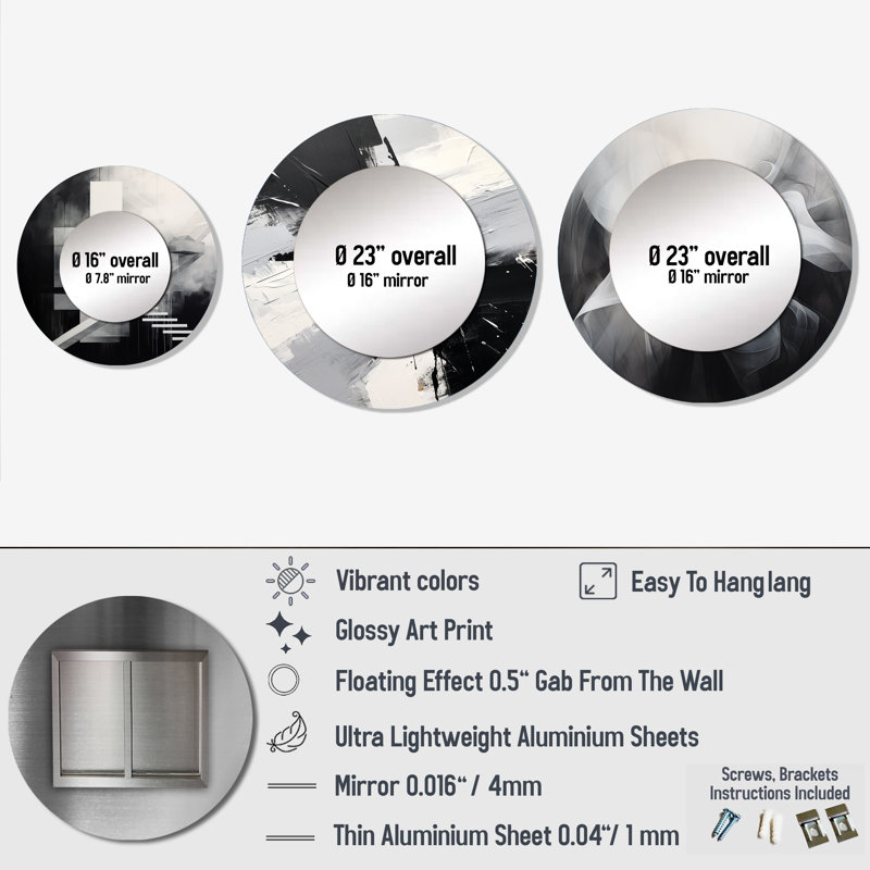Miroir mural en aluminium Elisbet