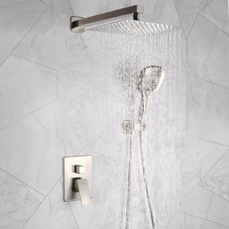 Système de douche complet avec valve brute, Nickel brossé