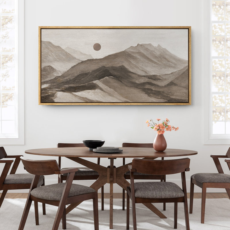 «Brown Rustic Sun Mountains», impression sur toile surdimensionnée encadrée, H 30 po x l 60 po, Naturel