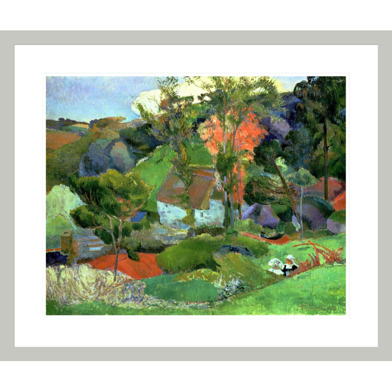 «Landscape at Pont Aven» par Paul Gauguin - Estampe numérique encadrée, H 23,5 po x l 27,85 po