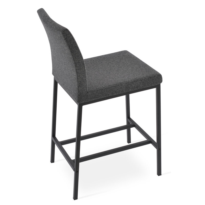 Tabouret Aria, Tabouret de bar (siège d'une hauteur de 29 po), Noir, Laine gris foncé