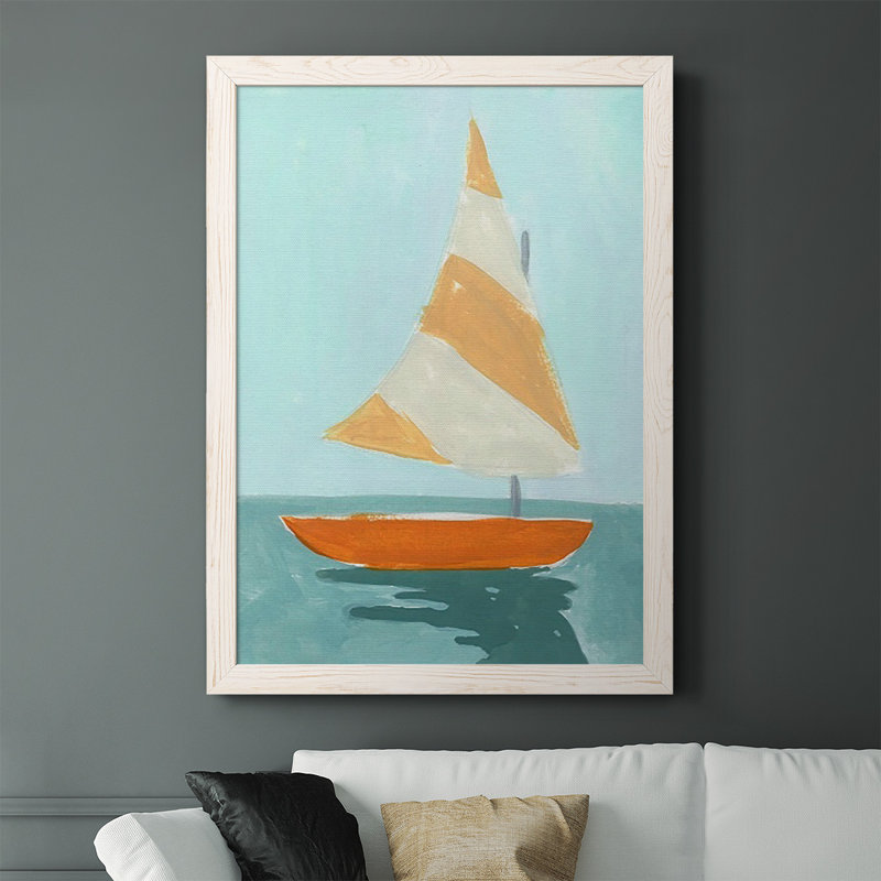 Aisja petite voile I, peinture sur toile encadrée, Blanc, H 37,5 po x l 27,5 po x P 1 po