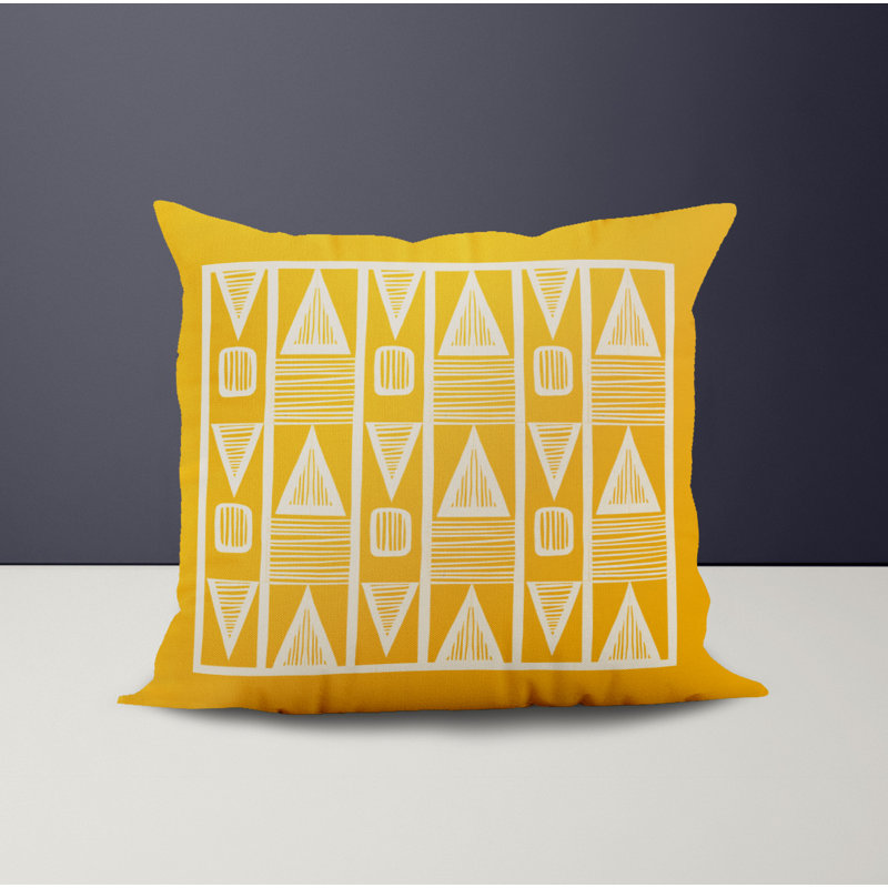 Jeté carré en polyester intérieur / extérieur, L 17 po x H 17 po, Jaune