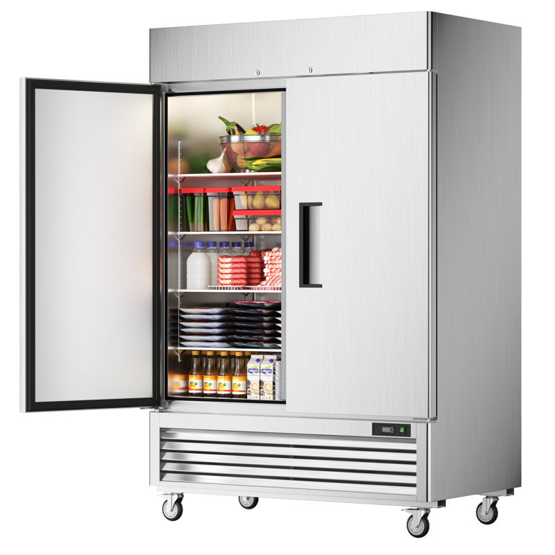 Coolski 54.4 Inch Commercial Freezer, Reach-in Freezer Upright with 2 Doors, 49 cu.ft. Capacity Fan Cooling Stainless Steel