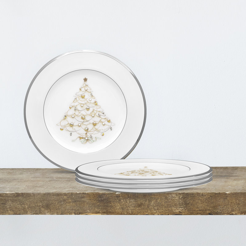 Assiettes décoratives de Noël 8,5 po Noritake Palace, Platine