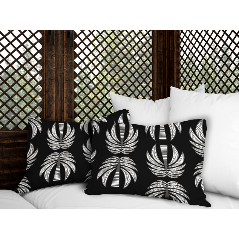 Geometric Outdoor Reversible Throw Pillow, Black
