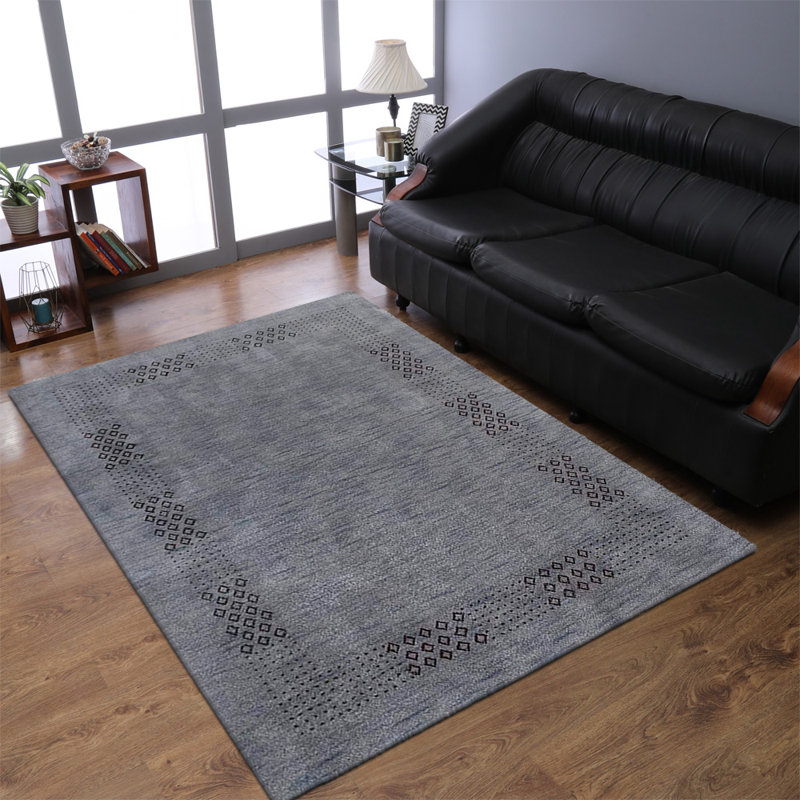 Anley Hand Knotted Loom Wool Eco-Friendly Area Rugs - Rectangle, Charcoal Color, Contemporary Modern Design, High Pile Thick Handmade Anti Skid Area Rugs for Living Room, Bed Room