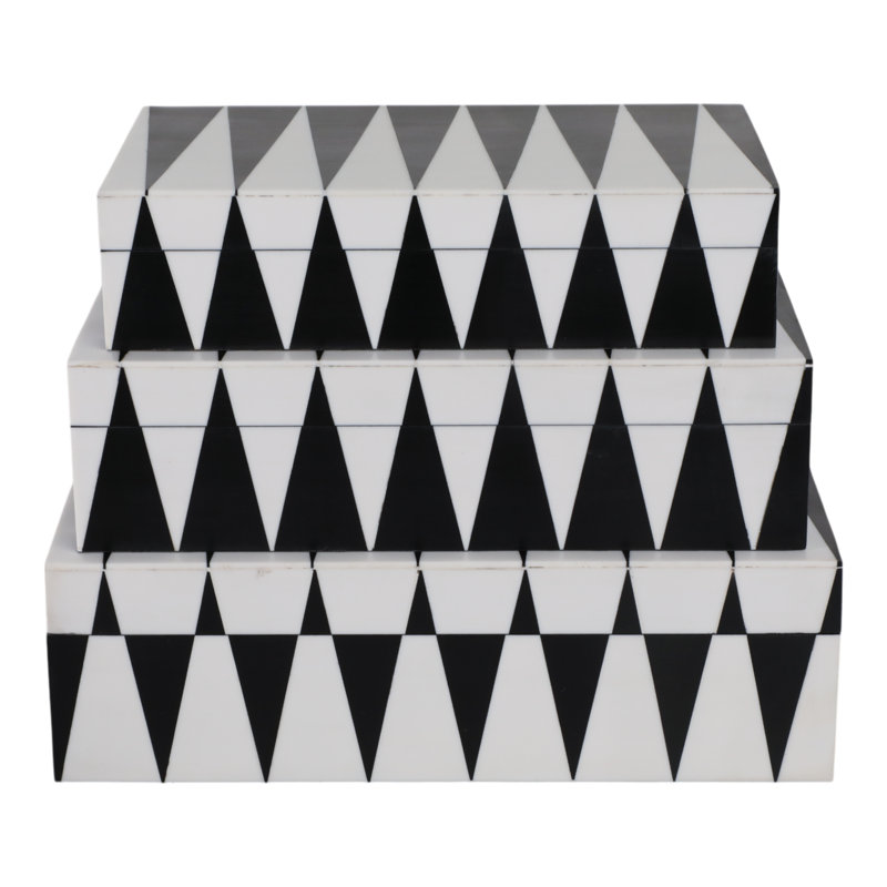 Resin, Wood & Non-Woven Fabric Decorative Storage Boxes - Modern Multipurpose Organizer for Stylish Spaces, Set of 3.