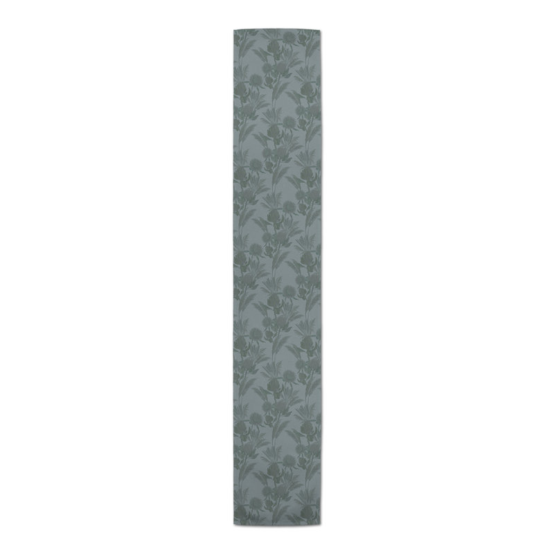 Caprisha Rectangle Floral Polyester Table Runner, 90" x 16", Blue