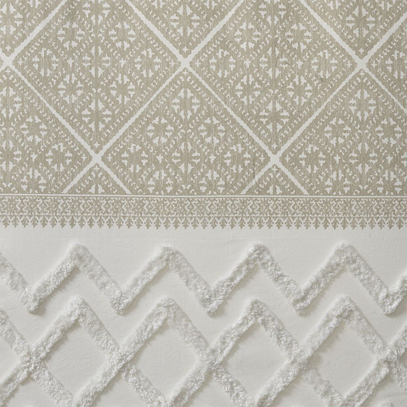 Panneau de rideau simple en coton Dareus, Taupe / Blanc