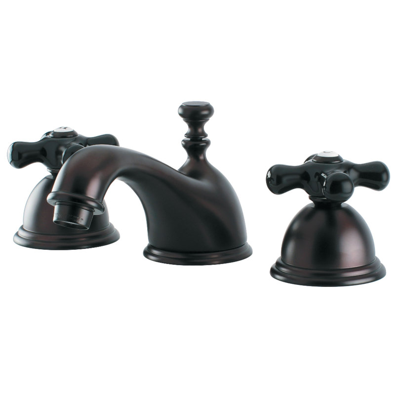 Kingston Brass Duchess Two-Handle 3-Hole Deck Mount Widespread Bathroom Faucet with Brass Pop-Up Drain, Oil Rubbed Bronze
