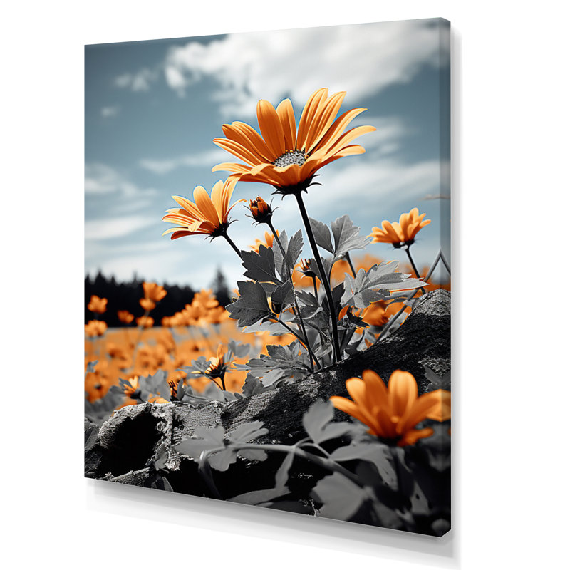 Jaune jaune gris champ de tournesol monochrome - décoration murale florale et botanique, H 20 po x l 12 po x P 1 po