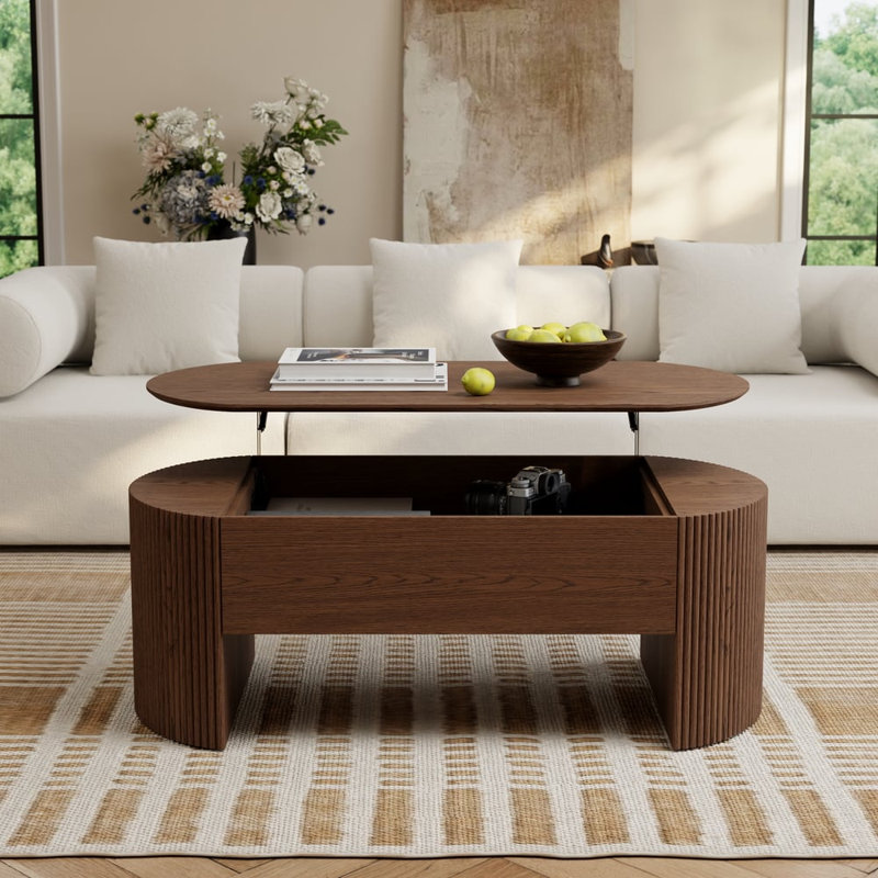 119 cm Oval Lift-Top Hidden Storage Coffee Table