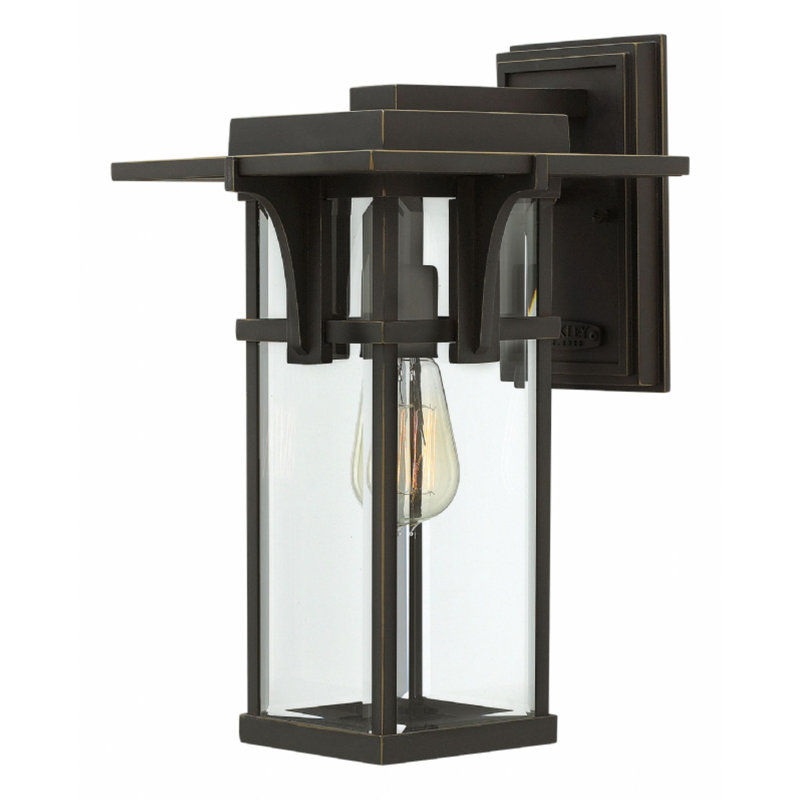 Lanterne murale d'extérieur à fixation simple Manhattan - Verre biseauté transparent, H 15 po x l 9,25 po x P 10,3 po