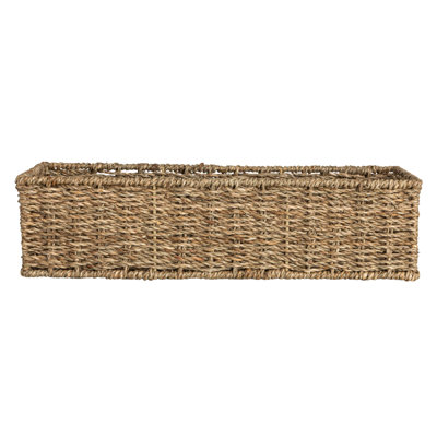 Handwoven Seagrass Rectangular Storage Basket, Natural