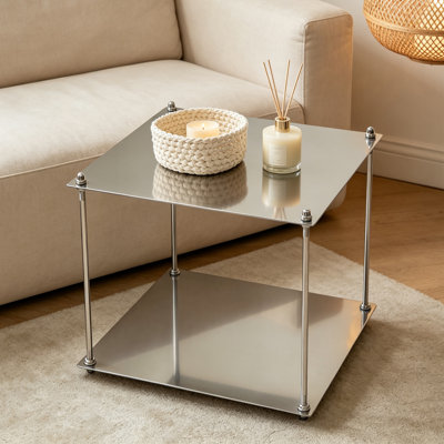 Stainless Steel End Table, Module Shelf Floor Storage Shelf Side Table.