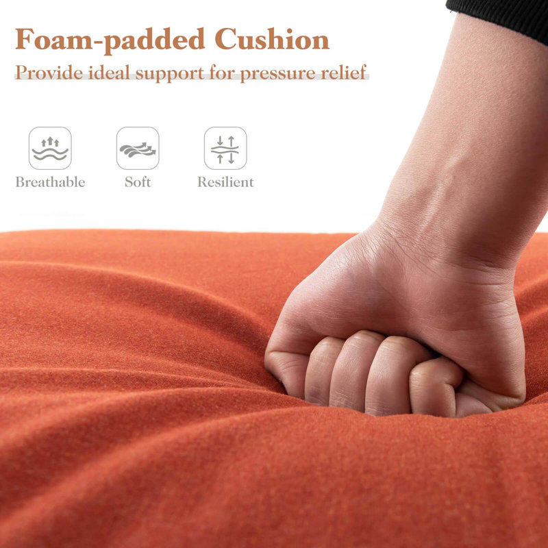 2 Pcs Outdoor Chaise Lounge Cushion With Hook & Loop Fastener Fixing Straps Patio, Orange