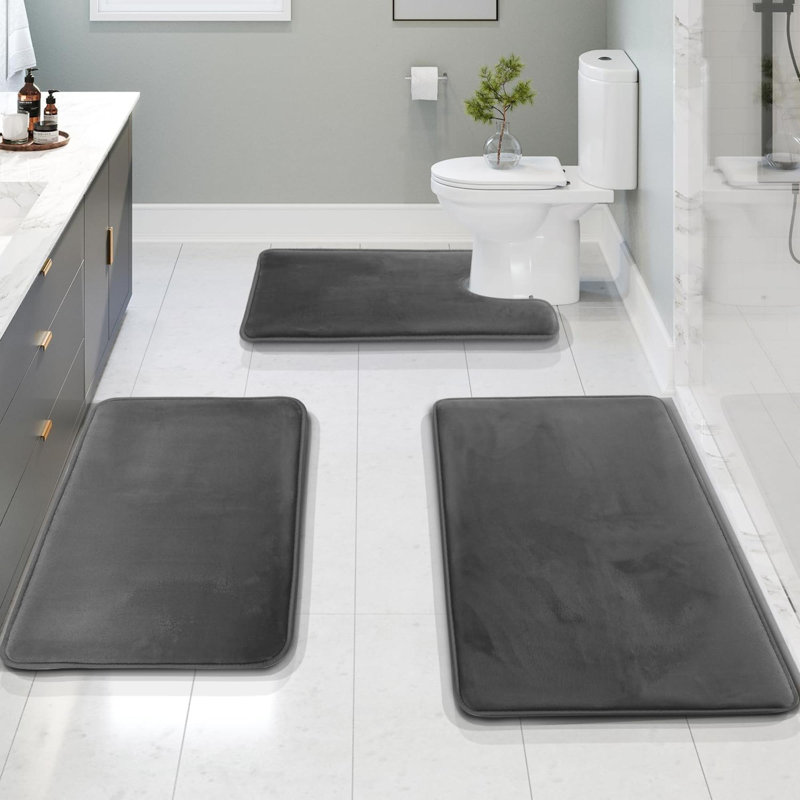 Tapis de salle de bain, tapis de bain en mousse viscoélastique, tapis de bain antidérapants, lavage en machine, séchage rapide, tapis de bain en peluche ultra doux pour la salle de bain