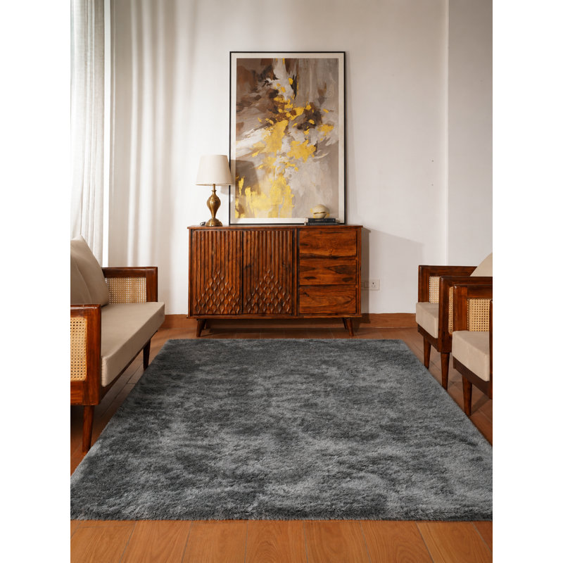 Tapis de salon Aimantas, Rectangle 6 pi x 9 pi, Gris anthracite