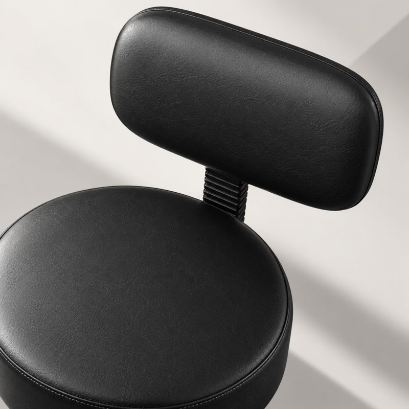 Chaise de dessin ergonomique avec dossier, tabouret de bureau pivotant à roulettes avec repose-pieds réglable - Noir/1 pièce