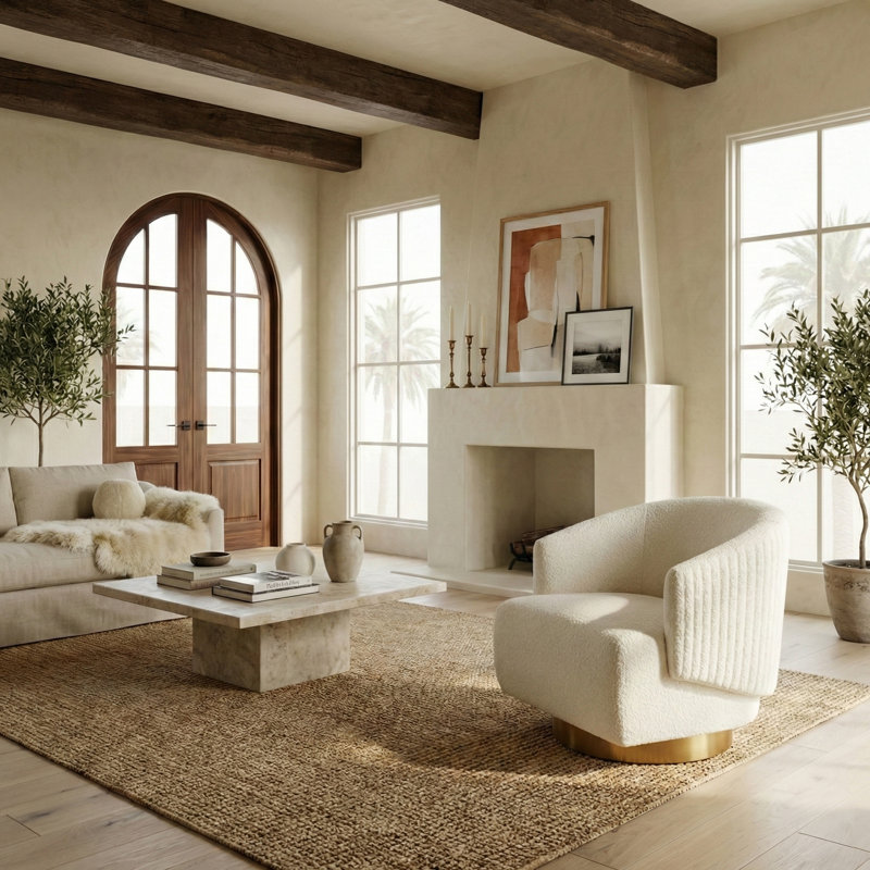 Polyanna Upholstered Swivel Barrel Chair