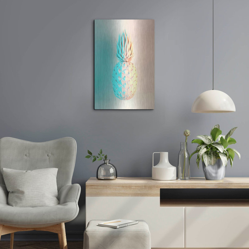 «Delicate Pineapple», art mural en métal, H 24 po x l 16 po