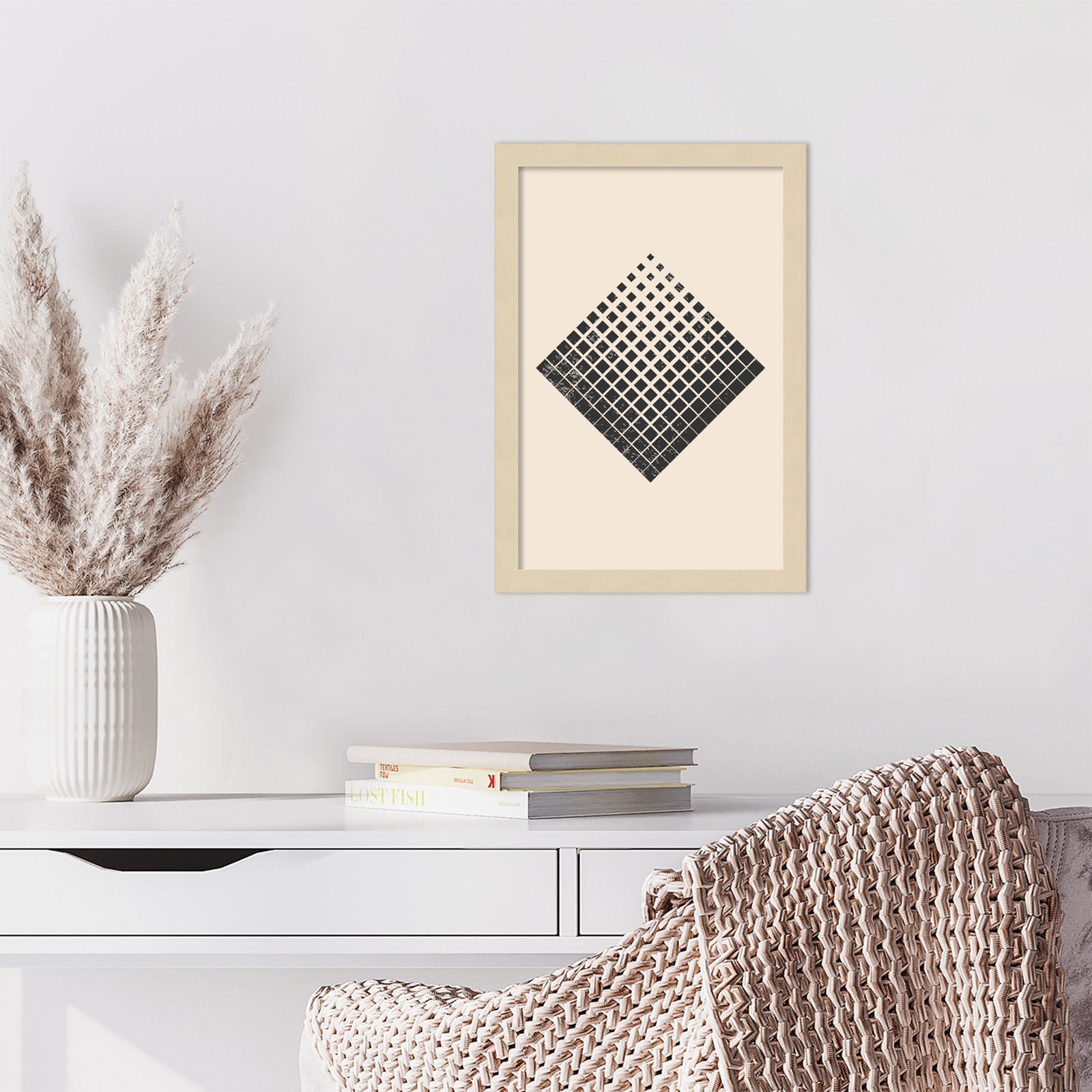 Minimal Halftone Shapes No. 3 Print, 17" H x 12" W x 1" D, Brown