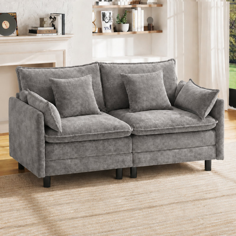 Causeuse modulaire en chenille Arale, Lyon gris chenille