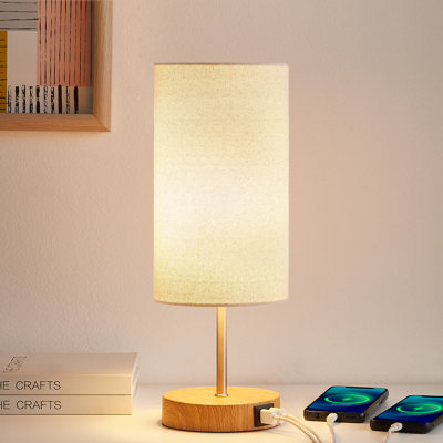 Damontay 15 in. Metal Touching Table Lamp with Dual USB Ports