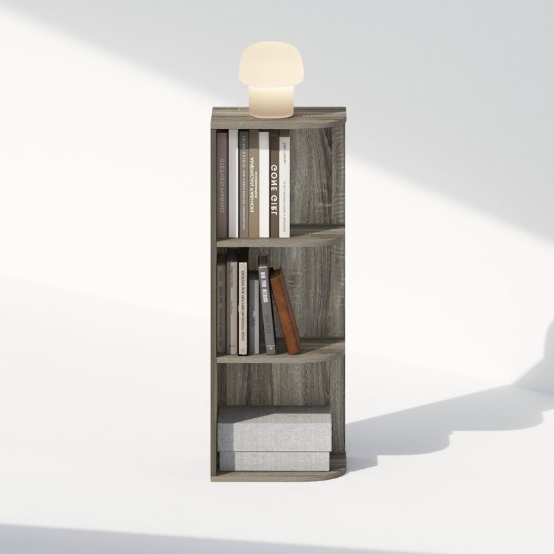 Furinno Reed 3-Tier Space Saving Corner Storage Display Shelf, Bookshelf, French Oak, French Oak