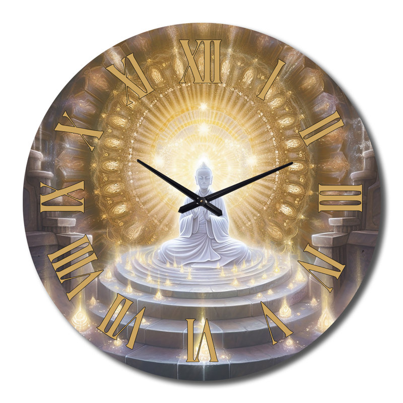 Horloge murale Bouddha blanc, Très grand