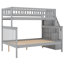 Lit superposé simple au-dessus de l'escalier avec tablettes latérales et rangement, lit convertible pour enfants 2 en 1-1233478213