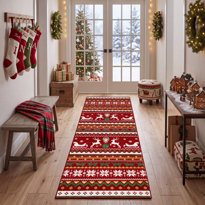Tapis de Noël antidérapant lavable pour l'intérieur