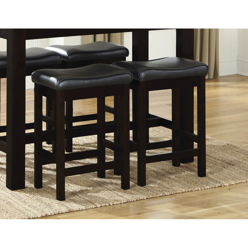 Upholstered Counter Stool with Solid Wood Frame