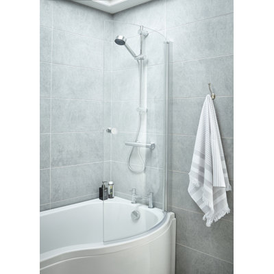 Pacific 1435 mm H Hinged Semi-Frameless Tub Door with Clear Glass