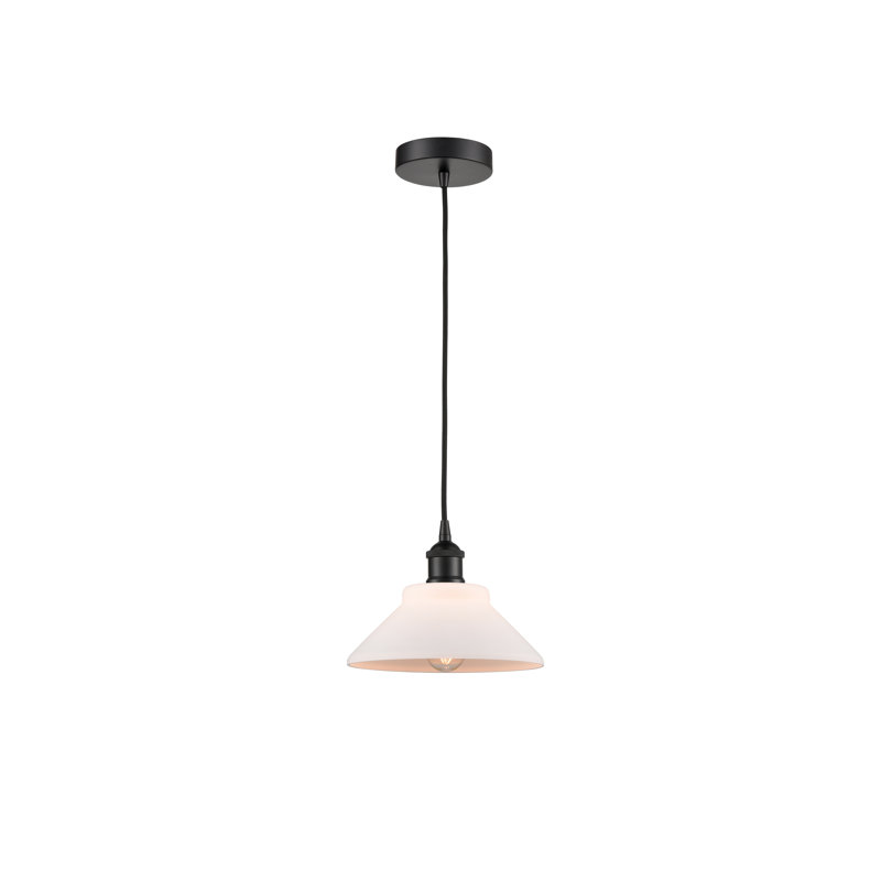 Luminaire suspendu conique à 1 lumière Choccolocco, Blanc mat, Noir mat