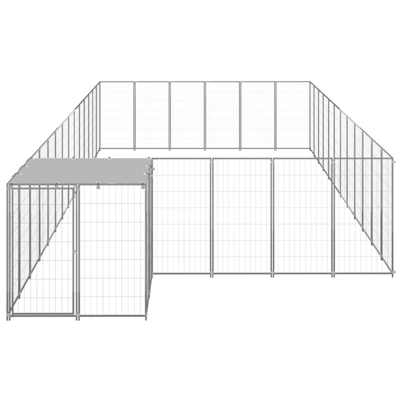 Popel 43.31cm H Metal Yard Kennel With Door, Silver