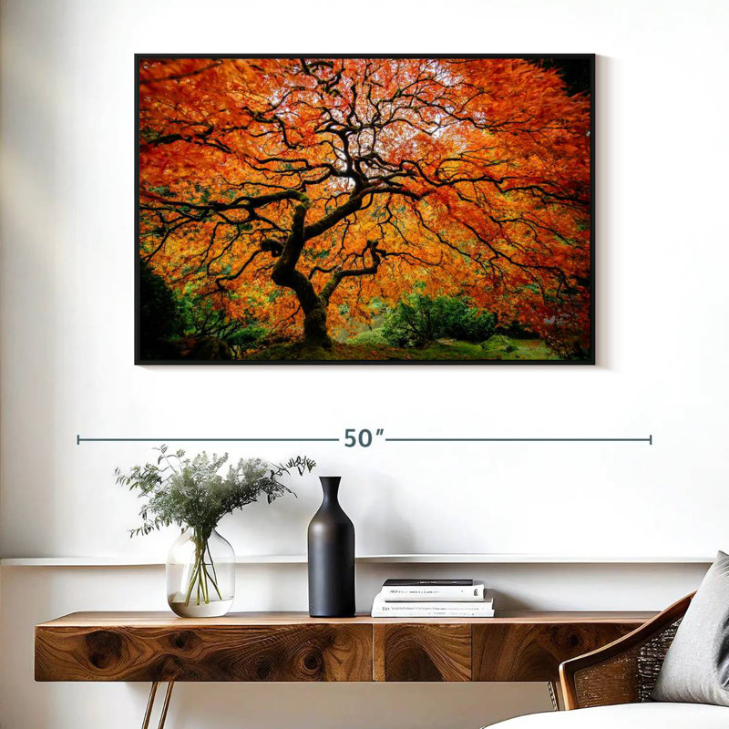 Automne érable japonais, Cadre flottant noir, 40 po x 27 po
